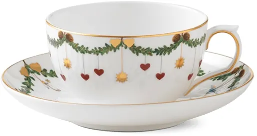 Royal Copenhagen Stjerne Riflet Joulu kuppi ja aluslautanen - 32 cl